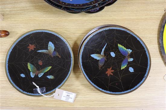 A group of Japanese cloisonne enamel dishes